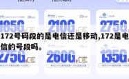 172号码段的是电信还是移动,172是电信的号段吗。