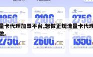 流量卡代理加盟平台,想做正规流量卡代理怎么做。