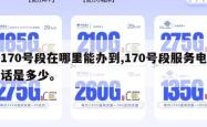 170号段在哪里能办到,170号段服务电话是多少。