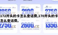 172开头的卡怎么查话费,170开头的卡怎么查话费。