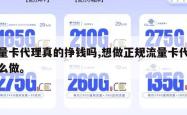 流量卡代理真的挣钱吗,想做正规流量卡代理怎么做。
