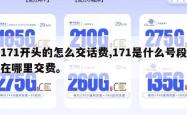 171开头的怎么交话费,171是什么号段在哪里交费。