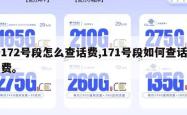 172号段怎么查话费,171号段如何查话费。