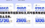 号码服务推荐组取消标注,码号服务推进组官网怎么没有。
