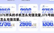 171开头的手机怎么充值流量,171号段怎么充值流量。