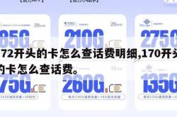 172开头的卡怎么查话费明细,170开头的卡怎么查话费。