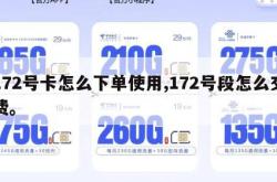 172号卡怎么下单使用,172号段怎么交费。